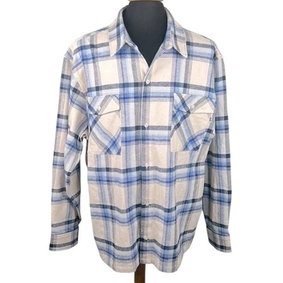 Franela clásica de algodón con botones azul y blanco a cuadros HUF para hombre talla XXL ¡Nueva! Foto 1 de 4