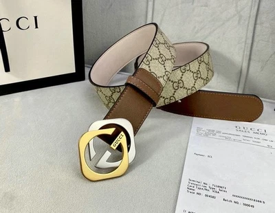 Cintura Gucci beige in Tessuto e In Pelle marrone - Immagine 1 di 3