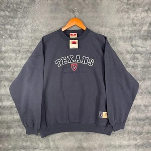 Vintgae Houston Texans Navy Blue NFL Embroidered Sweatshirt Mens Size XL - Picture 1 of 7