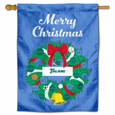 Tulane University Happy Holidays Christmas Decorative House Flag Cover