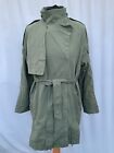 Jacket Coat Basic House Size 14 Green Popper Front Belted Cotton Womens