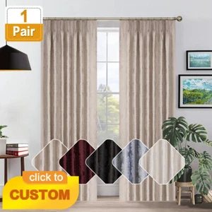 2X BLOCKOUT Damask Pinch Pleat Jacquard Curtains Privacy for Windows/Glass Doors - Picture 1 of 20