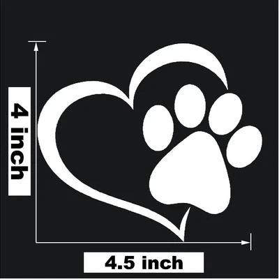 Calcomanía de vinilo con estampado de patas de 4" x 4,5" con corazón perro gato ventana de coche Foto 1 de 3