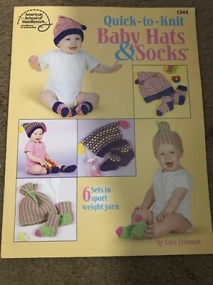 Quick-to-Knit Baby Hats & Socks Pattern Book 6 Sets American School Needlework - Image 1 of 3