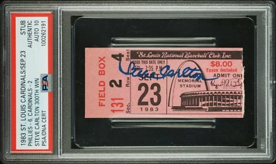 PSA DNA 10 Steve Carlton Autographed Signed 9/3/1983 300th Win Ticket Stub POP18 - Image 1 of 2