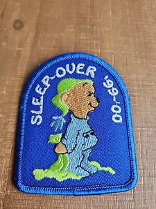 Vintage Sleep-over  Girl Scout & Brownie PATCH 1990's Badge Cute Bears Pink - Picture 1 of 4