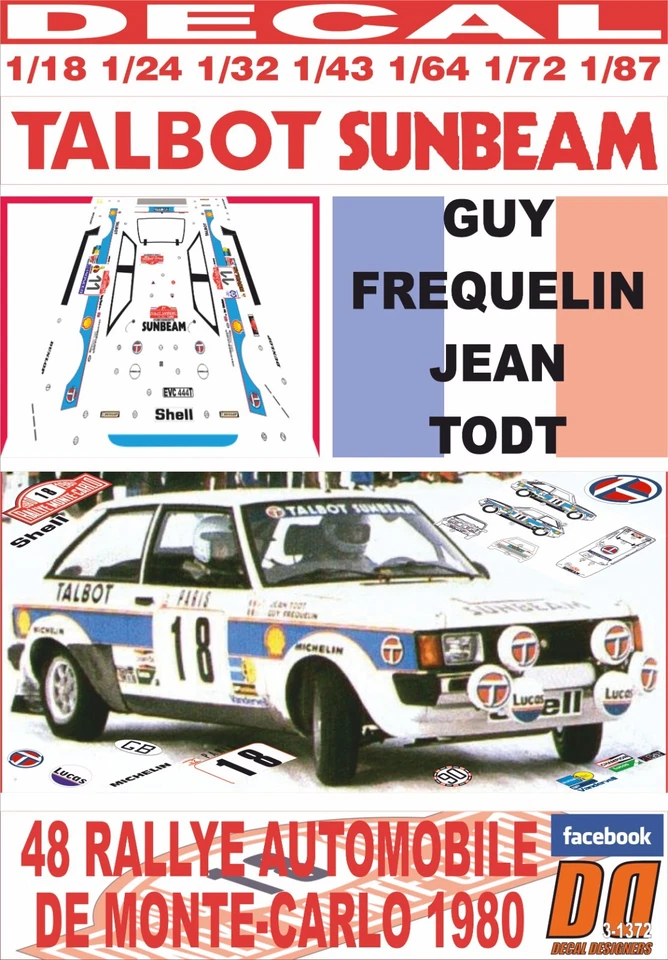 DECAL TALBOT SUNBEAM LOTUS G.FREQUELIN R.MONTECARLO 1980 DnF (04) - Immagine 1 di 1