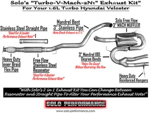 Solo Performance 3"Cat Back Exhaust Fits Hyundai Veloster Turbo 2012 - 2015 - Picture 1 of 6