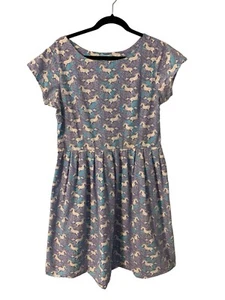 RUN AND FLY Unicorn Print Tea Dress 14 Quirky Retro Kidcore Artsy *MISSING BELT* - Picture 1 of 7