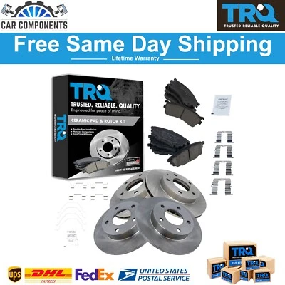 TRQ Front & Rear Premium Posi Ceramic Brake Pad & Rotor Kit for Mazda Protege - Image 1 of 4