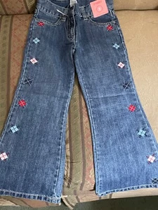 NEW Gymboree NY GIRL PUPPY SCHOOL (Sz 5) Blue DENIM JEANS, Belt, Adj Waist PANTS - Picture 1 of 7
