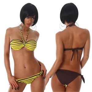 Bikini donna costume da bagno mare fascia ferretto strass 2 pezzi righe nuovo - Imagen 1 de 5