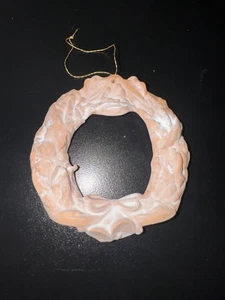Vintage 80s Terra Cotta Christmas Ornaments Wreath w/Nativity & Angel Whitewash - Picture 1 of 6