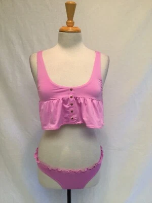 BIKINI ZINKE ROSA PÚRPURA CON VOLANTES NUEVO CON ETIQUETAS TALLA PEQUEÑA ADORABLE Foto 1 de 4