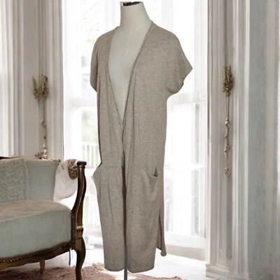 Suéter Kimono Peruvian Connection M/L Beige Tejido Alpaca Cárdigan Largo Plumero Foto 1 de 4