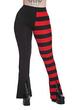 Womens Red Black Stripes Asymmetrical Allure Half and Half Trousers BANNED