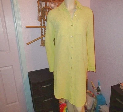 Magaschoni Organic Cotton Shirt Dress Size S Waffle Muslin Button Up Long Sleeve - Image 1 of 4