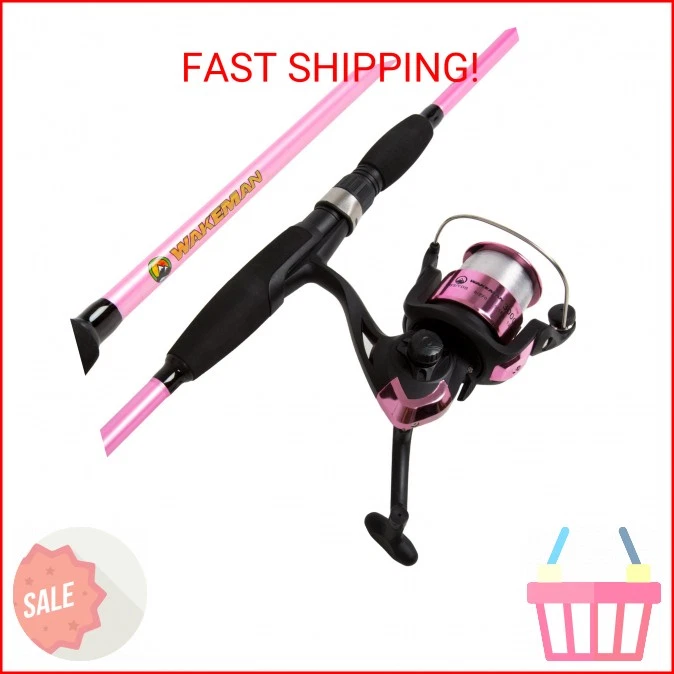 Wakeman Strike Series Spinning Rod and Reel Combo - Hot Pink 78 Inches