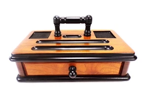 American Walnut Writing Desktop Stand for Pen w/ Ink Wells Handmade MN Copy 1880 - Picture 1 of 23