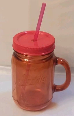 Aladdin 20oz Plastic Mason Jar Red Tumbler Insulated Mug, Lid, and Straw GC - Image 1 of 4