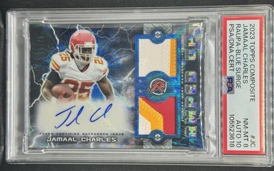 2023 Topps Composite Jamaal Charles Resurgence Swatch Auto Blue /75 PSA 8 / 10 - Image 1 of 2