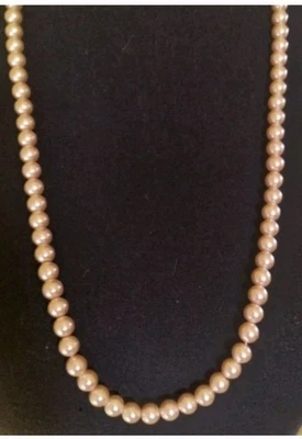 Pale Peach 28" Opera Length Faux 8mm Pearl Necklace - Image 1 of 4