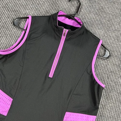 Camiseta Regata Feminina Tail Athletic Pequena Preta Roxa Sem Mangas Zíper Roupa Ativa - Imagem 1 de 4