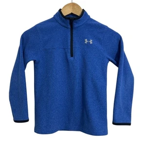 Under Armour Boy's Quarter Zip Fleece Pull Over Sweater 7 Blue - Picture 1 of 4