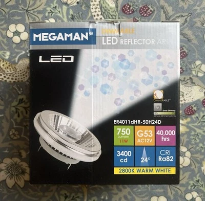 Megaman LED Reflector AR111 11W 750 Lumen ER4011dHR - 50H24D 2800K Warm White - Image 1 of 4