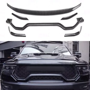 Front Grille Grill Trim Overlay Cover Gloss Carbon For Dodge Ram Trx 1500 21-25 - Picture 1 of 19