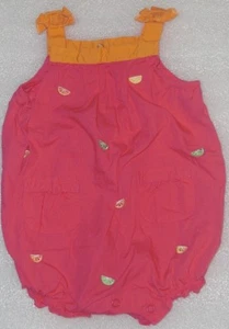 CARTER'S Pink + Orange "FRUIT SLICE" Summer Sunsuit One piece Outfit Set Size 9M - Picture 1 of 1