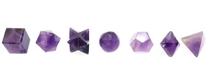 Geometry Set 7 Different Geometry Figures Natural Amethyst Healing Crystal Set - Picture 1 of 7