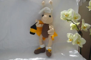 Handmade Knitted Soft Stuffed Toy Animals : Cricket with flashlight - Picture 1 of 1