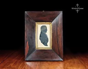 Antique Early 19th Century Silhouette Portrait Painting, Regency Gentleman - Picture 1 of 6
