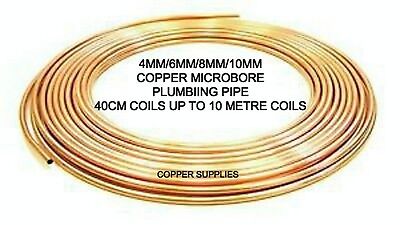 Copper Micro Bore Pipe/tube4mm/6mm/8mm/10mm Plumbing/lpg Oil/brass Compression • 2.73£