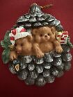 Vintage Pinecone Christmas Ornament with Bear Cubs