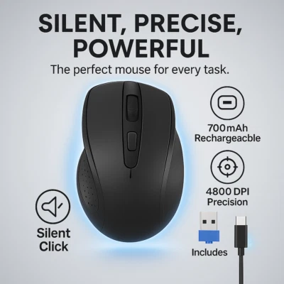 Ratón Inalámbrico Recargable 2.4G Silent Click 6 DPI 4800 Ergonómico Computadora PC Foto 1 de 4