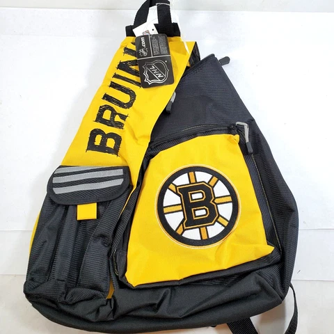 Boston Bruins Officially Licensed NHL Leadoff Sling Backpack Yellow Black Cover