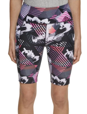 Calvin Klein Ladies Bike Shorts Performance High Waist w/ Pocket Geo Small - Image 1 of 4