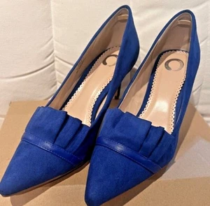 Marek Royal Blue Suede Women Heel Shoes 9 New NIB - Picture 1 of 7
