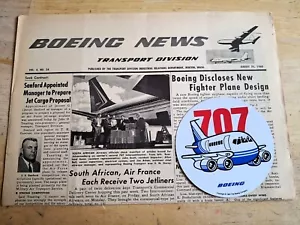 Boeing News 25 de agosto 1960 Air France + South African Airways 707 Jets - Imagen 1 de 2