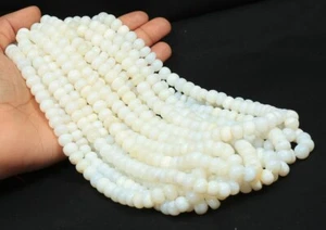 Natural White opal smooth rondelle shape beads 16 inch, 7mm - 10mm, White Opal g - Picture 1 of 9
