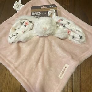 New Blankets & Beyond Pink White Floral Bunny Baby Security Blanket Lovey Nunu