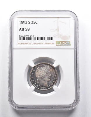 AU58 1892-S Barber Quarter NGC *2534 - Image 1 of 3