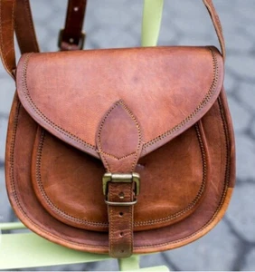 Vintage Satchel Bag Leather Genuine Shoulder Women Brown Crossbody - Picture 1 of 3