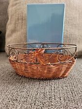 New Avon Basket Rustic Straw Bronze Maple Leaf Decorative Rare Discontinued