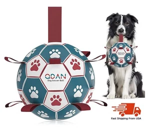 Dog Toys Soccer Ball with Grab Tabs, Interactive Dog Pets for Tug of War, Gifts - Picture 1 of 6