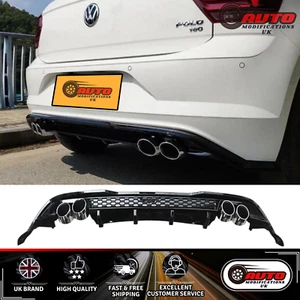 Volkswagen Polo MK6 Rear Valance Diffuser Gloss Black 'GTI Look' 2018+ - Picture 1 of 8