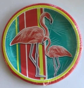 Flamingo Luncheon Plates Paper Hawaii Birthday Luau Party Florida Graduation 8/ - Picture 1 of 12