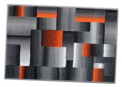 , Alfombra Moderna Contemporánea, Naranja Gris Negro (2 Pies X 3 Pies) Alfombra  Foto 1 de 4